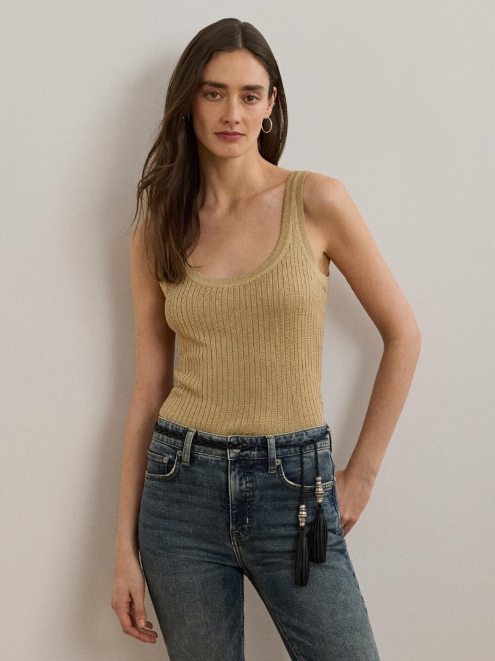 Lauren Ralph Lauren Women's Rib-Knit Linen-Blend Sweater Tank Top S L XL 2XL